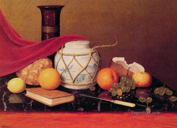古典的な静物画 Painting - 生姜の瓶のある静物 ウィリアム・ハーネット